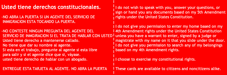 Red card that helps you to defend  against ICE - Los Angeles Immigration Attorneys